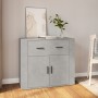 Aparador de madera contrachapada gris hormigón 80x33x70 cm