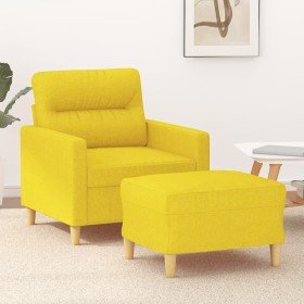 Sillón con taburete tela amarillo claro 60 cm Sillón con taburete tela amarillo claro 60 cm