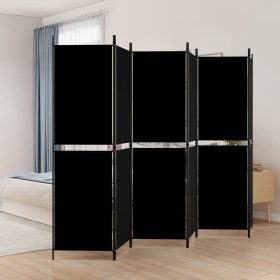 Biombo divisor de 6 paneles de tela negro 300x180 cm