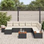 Conjunto de sofá de jardín con cojín 9 pcs Negro Poliratán
