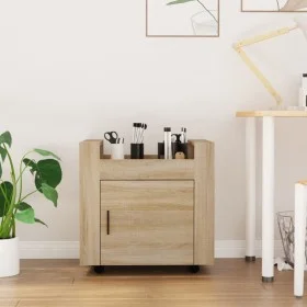 Carrito de escritorio contrachapada roble Sonoma 60x45x60 cm de vidaXL, Carros e islas - Ref: Foro24-816611, Precio: 56,80 €,...