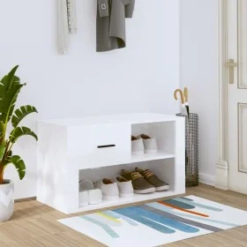 Glossy white plywood shoe cabinet 80x35x45 cm by vidaXL, Shoe racks and shoe organizers - Ref: Foro24-816754, Price: 42,37 €,...