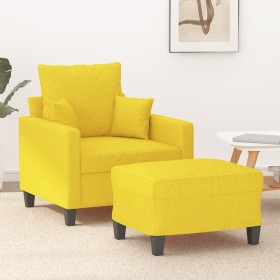 Sillón con taburete tela amarillo claro 60 cm