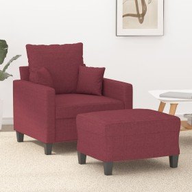 Sillón con taburete tela rojo tinto 60 cm Sillón con taburete tela rojo tinto 60 cm