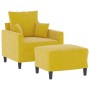 Sillón con taburete terciopelo amarillo 60 cm
