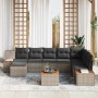 Conjunto de sofá de jardín con cojín 9 pcs Gris Poliratán