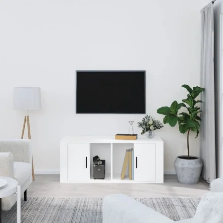 Weißer TV-Schrank aus Sperrholz, 100 x 35 x 40 cm von vidaXL, TV-Möbel - Ref: Foro24-816800, Preis: 45,11 €, Rabatt: %