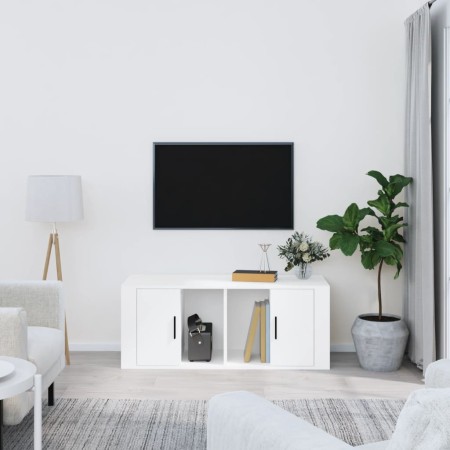 Weißer TV-Schrank aus Sperrholz, 100 x 35 x 40 cm von vidaXL, TV-Möbel - Ref: Foro24-816800, Preis: 61,70 €, Rabatt: %