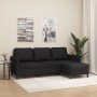 Sofá de 3 plazas con taburete cuero sintético negro 180 cm en Sofás | Comprar online en Foro24