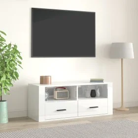 Glänzend weißer Sperrholz-TV-Schrank 100x35x40 cm von vidaXL, TV-Möbel - Ref: Foro24-816810, Preis: 67,54 €, Rabatt: %