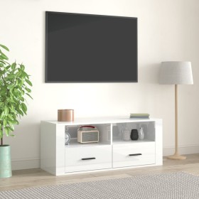 Glänzend weißer Sperrholz-TV-Schrank 100x35x40 cm von vidaXL, TV-Möbel - Ref: Foro24-816810, Preis: 68,28 €, Rabatt: %