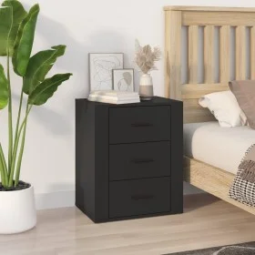 Black plywood bedside table 50x36x60 cm by vidaXL, Nightstands - Ref: Foro24-816713, Price: 78,66 €, Discount: %