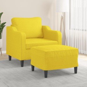 Sillón con taburete tela amarillo claro 60 cm Sillón con taburete tela amarillo claro 60 cm