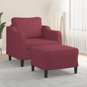 Sillón con taburete tela rojo tinto 60 cm Sillón con taburete tela rojo tinto 60 cm