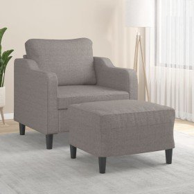 Sillón con taburete tela gris taupe 60 cm