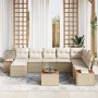 Conjunto de sofá de jardín con cojín 9 pcs Beige Poliratán