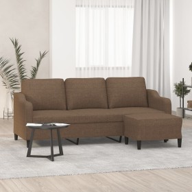 Sofá de 3 plazas con taburete de tela marrón 180 cm en Sofás | Comprar online en Foro24