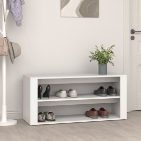 Mueble zapatero de madera contrachapada blanco 100x35x45 cm