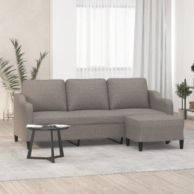 Sofá de 3 plazas con taburete de tela gris taupe 180 cm Sofá de 3 plazas con taburete de tela gris taupe 180 cm