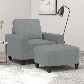 Sillón con taburete tela gris claro 60 cm Sillón con taburete tela gris claro 60 cm