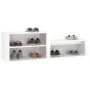 Schuhregal aus weiß glänzendem Sperrholz 150x35x45 cm von vidaXL, Schuhregale und Schuhorganisatoren - Ref: Foro24-816914, Pr...