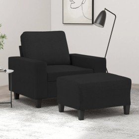 Sillón con taburete tela negro 60 cm Sillón con taburete tela negro 60 cm