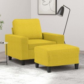 Sillón con taburete tela amarillo claro 60 cm Sillón con taburete tela amarillo claro 60 cm