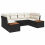 Conjunto de sofá de jardín con cojín 6 pcs Negro Poliratán