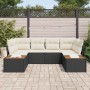 Conjunto de sofá de jardín con cojín 6 pcs Negro Poliratán
