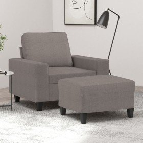 Sillón con taburete tela gris taupe 60 cm