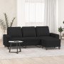 Sofá de 3 plazas con taburete de tela negro 180 cm en Sofás | Comprar online en Foro24