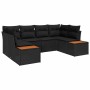 Conjunto de sofá de jardín con cojín 6 pcs Negro Poliratán
