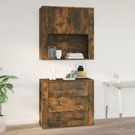 Wandschrank aus geräuchertem Eichensperrholz, 80 x 33 x 80 cm von vidaXL, Sideboards - Ref: Foro24-816589, Preis: 60,44 €, Ra...