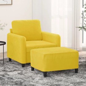 Sillón con taburete terciopelo amarillo 60 cm Sillón con taburete terciopelo amarillo 60 cm