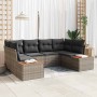 Conjunto de sofá de jardín con cojín 6 pcs Gris Poliratán
