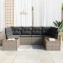 Conjunto de sofá de jardín con cojín 6 pcs Gris Poliratán
