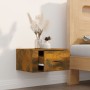 Smoked oak wall bedside table 50x36x25 cm by vidaXL, Nightstands - Ref: Foro24-816850, Price: 27,90 €, Discount: %