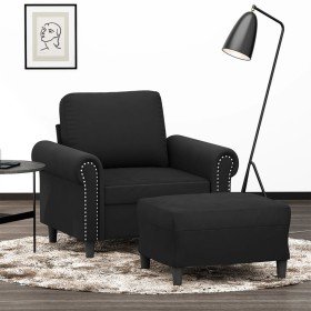 Sillón con taburete terciopelo negro 60 cm Sillón con taburete terciopelo negro 60 cm
