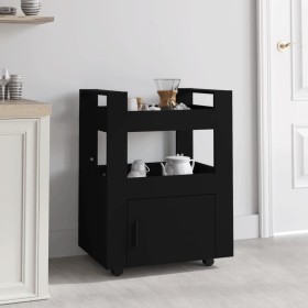 Carrito de cocina madera contrachapada negro 60x45x80 cm