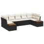 Conjunto de sofá de jardín con cojín 7 pcs Negro Poliratán