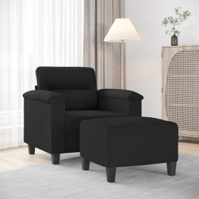 Sillón con taburete tela de microfibra negro 60 cm Sillón con taburete tela de microfibra negro 60 cm