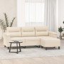Sofá de 3 plazas y taburete tela microfibra beige 180 cm en Sofás | Comprar online en Foro24