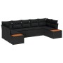 Conjunto de sofá de jardín con cojín 7 pcs Negro Poliratán