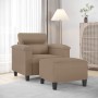 Sillón con taburete cuero sintético color capuchino 60 cm