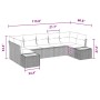 Conjunto de sofá de jardín con cojín 7 pcs Negro Poliratán
