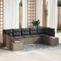 Conjunto de sofá de jardín con cojín 7 pcs Gris Poliratán