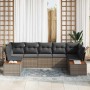 Conjunto de sofá de jardín con cojín 7 pcs Gris Poliratán
