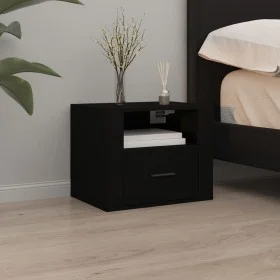 Black wall bedside table 50x36x40 cm by vidaXL, Nightstands - Ref: Foro24-816882, Price: 47,30 €, Discount: %