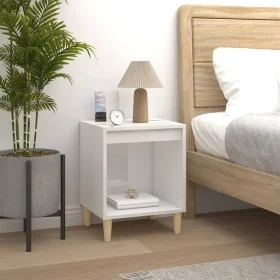 Mesita de noche madera contrachapada blanco brillo 40x35x50 cm de vidaXL, Mesitas de noche - Ref: Foro24-821862, Precio: 34,4...