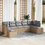 Conjunto de sofá de jardín con cojín 7 pcs Beige Poliratán